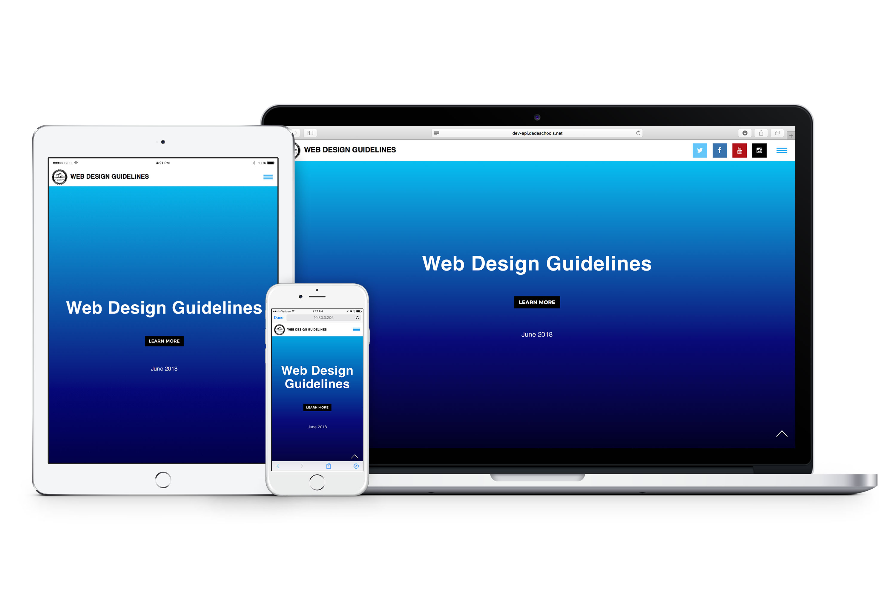 different devices showing a responsive layout website